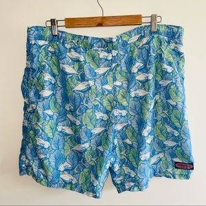 Vineyard Vines Chappy Swim Trunks Blue/Green Fish & Plant Print